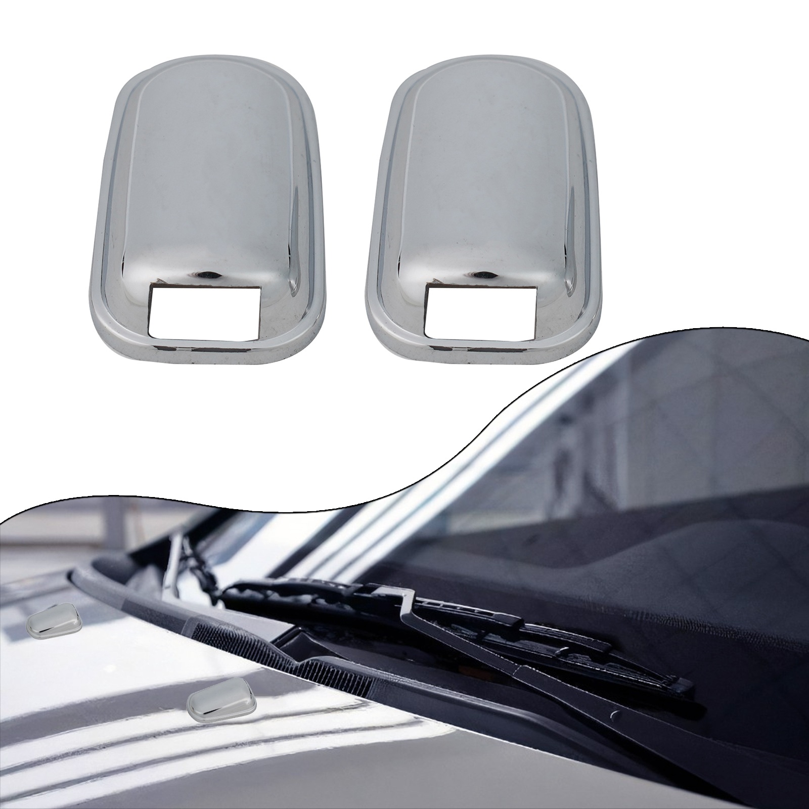 Car Wiper - 2 Buah Penutup Nosel Wiper Krom