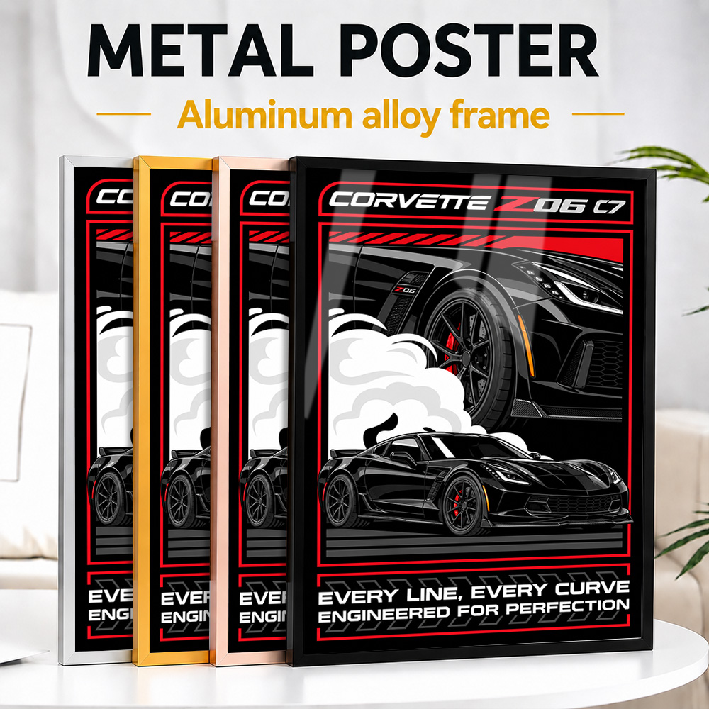 Car Mirror - Poster Logam Berbingkai Mobil Sport Amerika