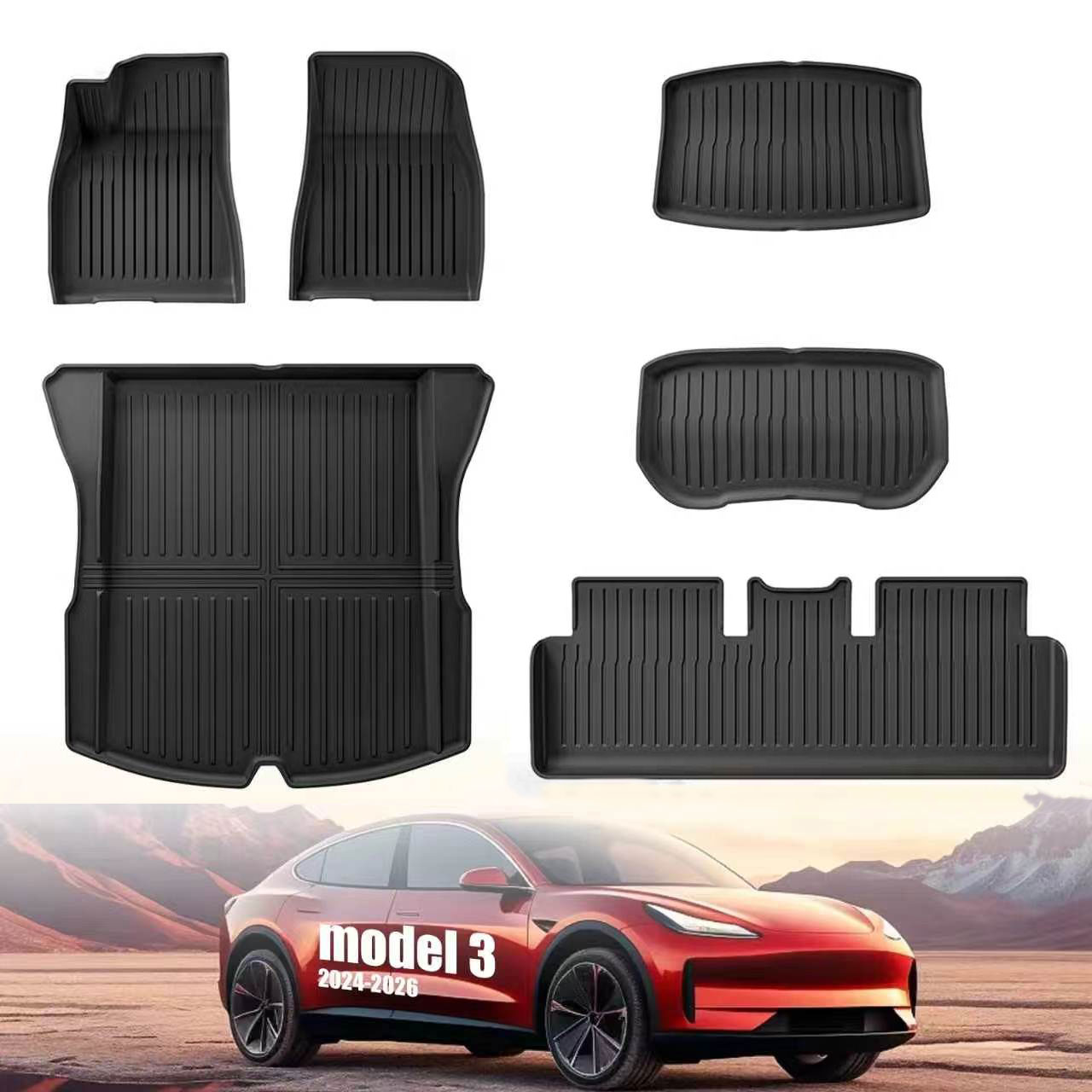 Untuk Model 3 Highland 2024‑20 - Car Floor Mat ulasan dan harga